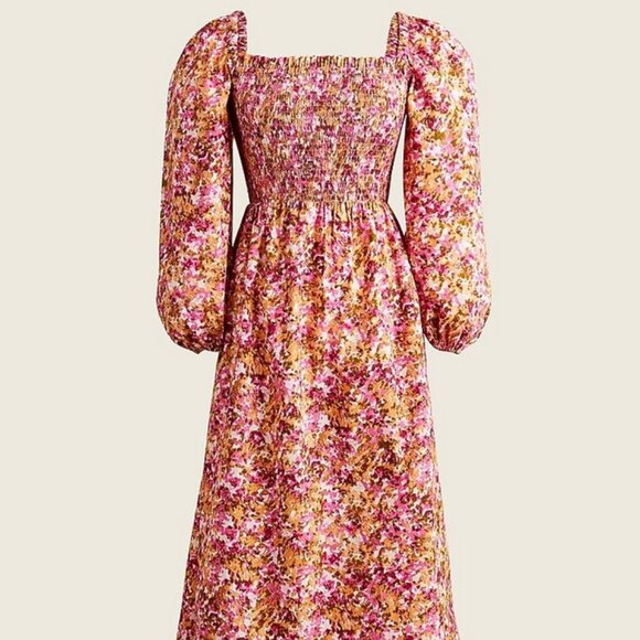 J. Crew Dresses & Skirts - J. Crew Smocked puff-sleeve dress in faded floral - size Large